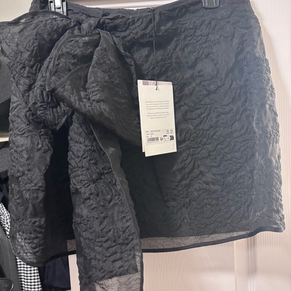 Cecilie Bahnsen Black Textured Skirt with Bow